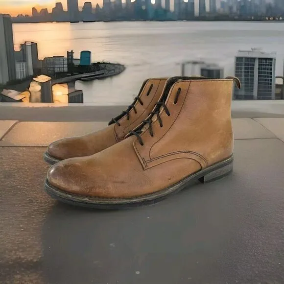 IKON men's ELM MTO Tan Brown Leather Chukka Boots US 7.5 Lace-Up Casual Shoes