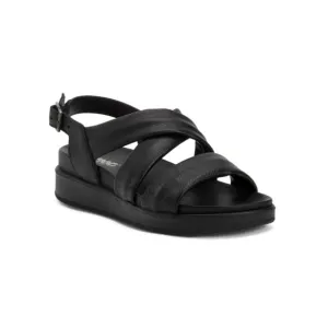 IMAC Black Made In Italy Leather Comfort Wedge Sandals