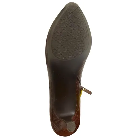 Impo Noland coffee Brown faux Crocodilian Textured Heel Boots knee stretch 9.5M
