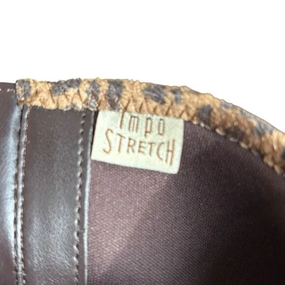 IMPO Stretch Leopard Cheetah Print Heeled Tall Norris Boots Size 9.5 Brown Black