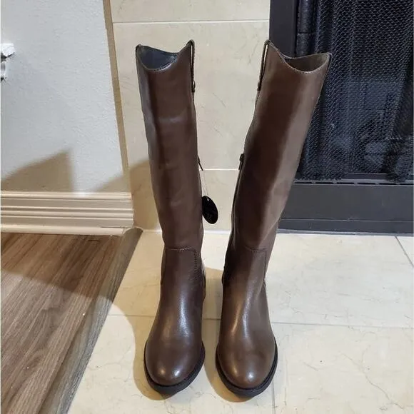 INC Fawne chocolate leather riding boots size 8.5
