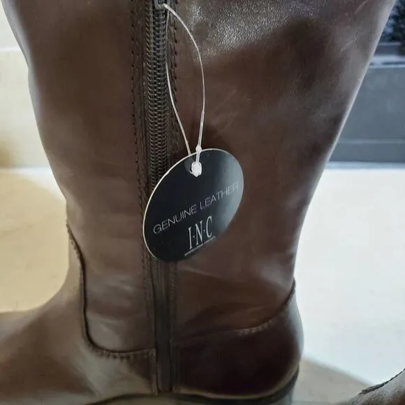 INC Fawne chocolate leather riding boots size 8.5