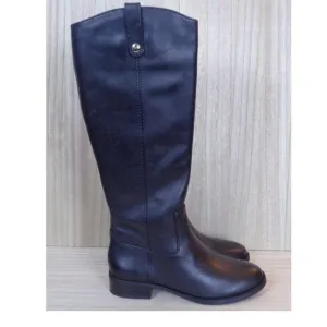 INC Fawne Leather Black Knee High Riding Boots Round Toe Womens Size‎ 7