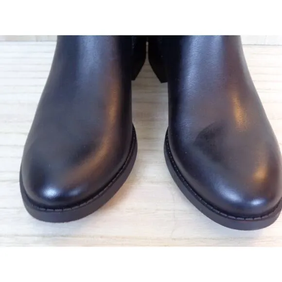 INC Fawne Leather Black Knee High Riding Boots Round Toe Womens Size‎ 7