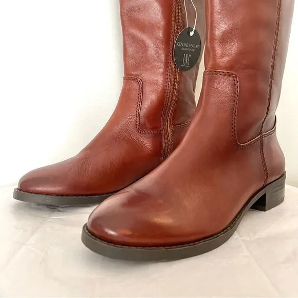 INC Fawne Leather Knee High Riding Boots in Cognac Size 6 NWOB
