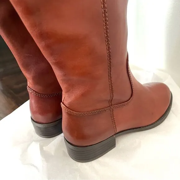 INC Fawne Leather Knee High Riding Boots in Cognac Size 6 NWOB