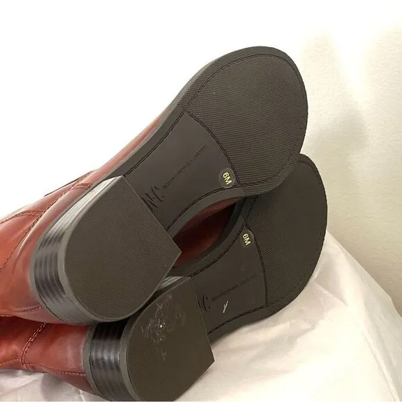 INC Fawne Leather Knee High Riding Boots in Cognac Size 6 NWOB