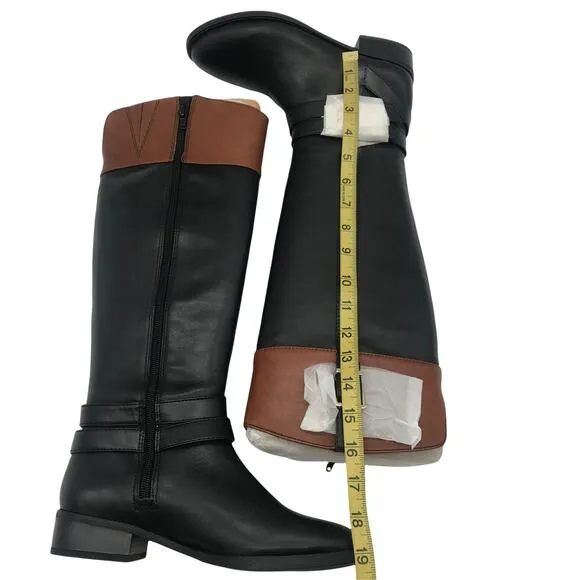 INC International Concepts Womens FrankII Riding Boots Black Leather Zip 6 M
