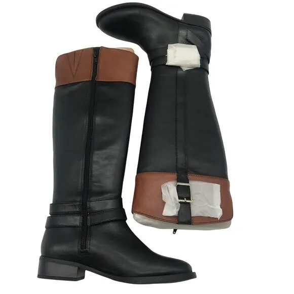 INC International Concepts Womens FrankII Riding Boots Black Leather Zip 6 M