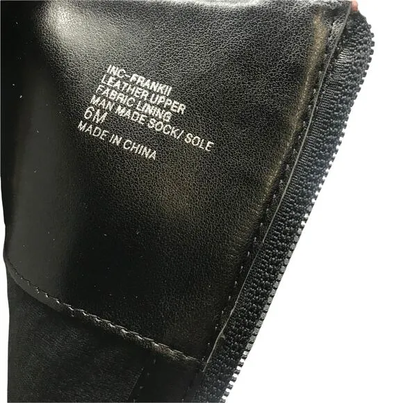 INC International Concepts Womens FrankII Riding Boots Black Leather Zip 6 M