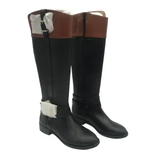 INC International Concepts Womens FrankII Riding Boots Black Leather Zip 6 M