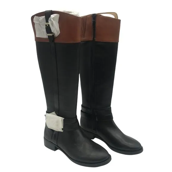 INC International Concepts Womens FrankII Riding Boots Black Leather Zip 6 M