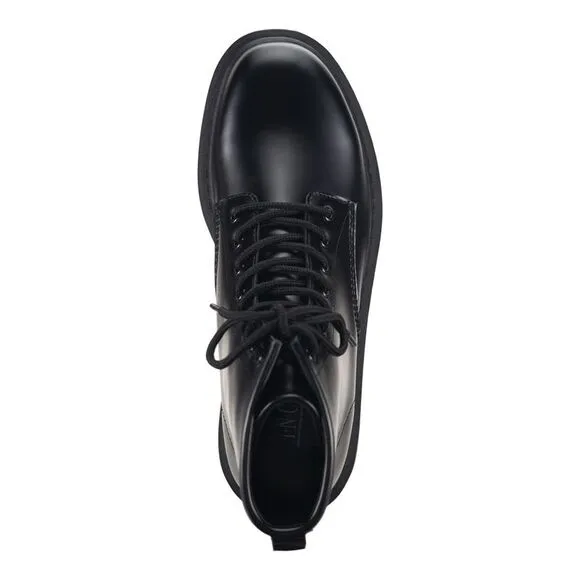 INC Mens Black Comfort Brody Round Toe Block Heel Lace-Up Combat Boots 7.5 M