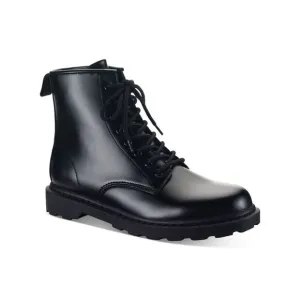 INC Mens Black Comfort Brody Round Toe Block Heel Lace-Up Combat Boots 7.5 M