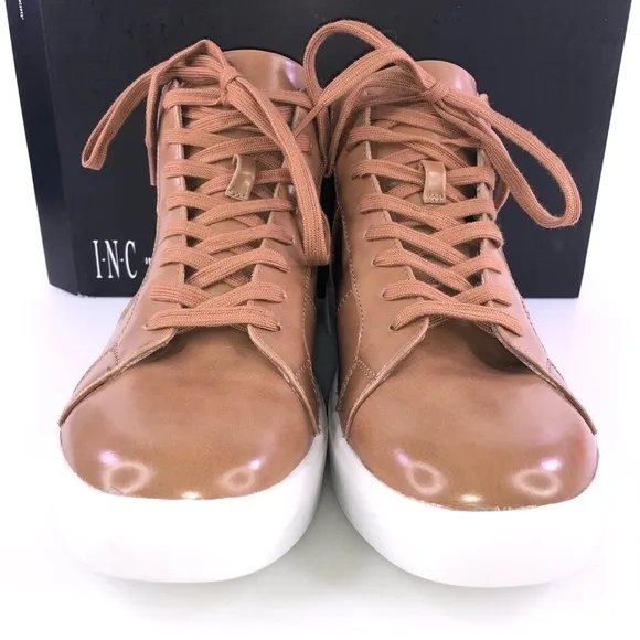 INC Men's Rhett Beige PU Leather Casual Lace-Up Chukka Boots 10M