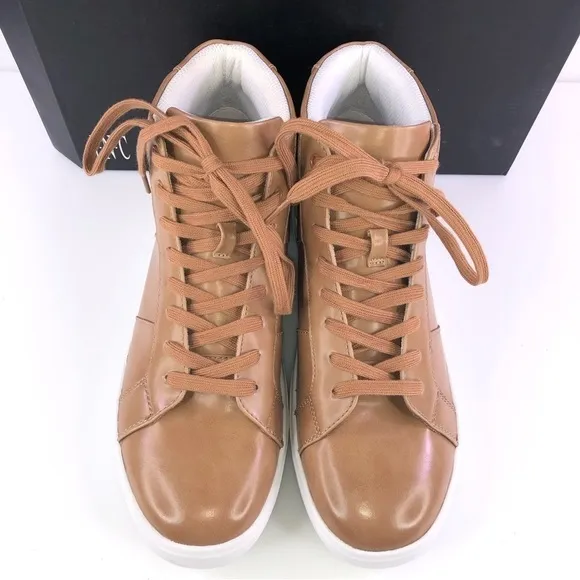 INC Men's Rhett Beige PU Leather Casual Lace-Up Chukka Boots 10M