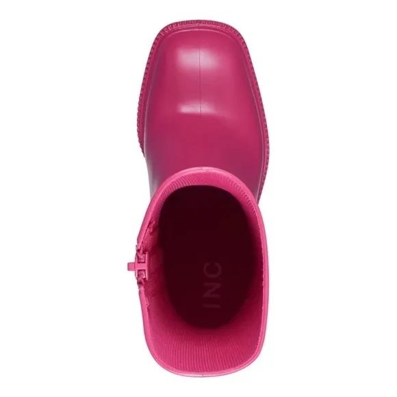 INC SQUARE TOE BLOCK HEEL RAIN BOOTS Pink Size 10​