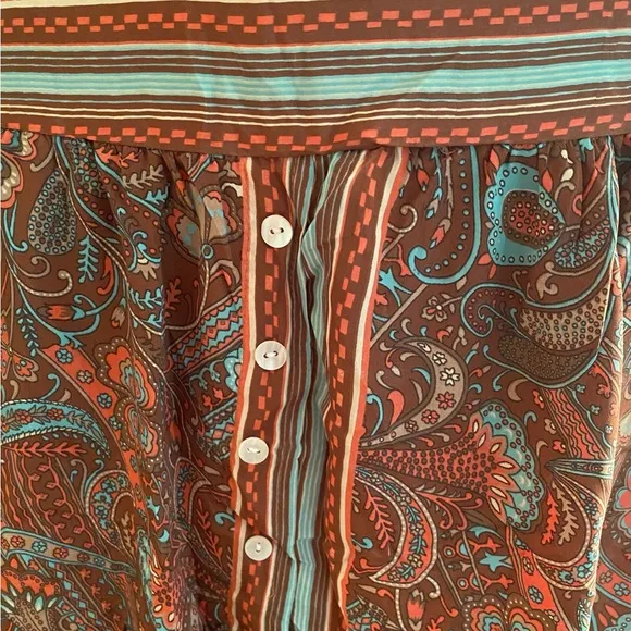 India Boutique Boho Bell Sleeve Front Tie Top and High Low Maxi Skirt Set.