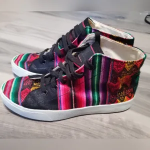 inkkas Aztec storm high top canvas sneakers unisex