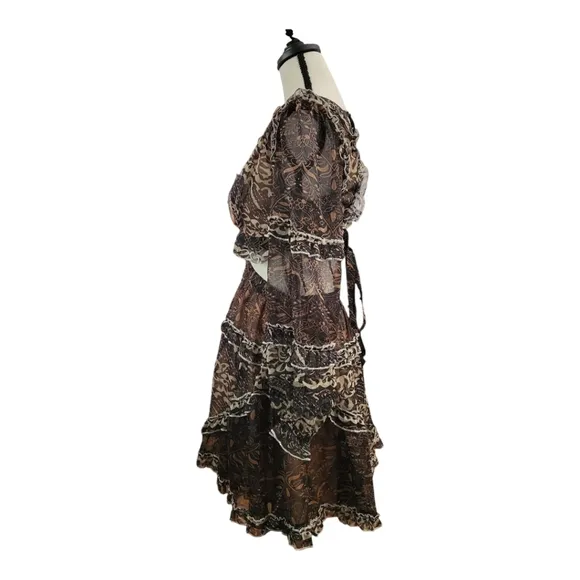 Intricate Pattern Cut Out Lace Up Back Mini Dress by L'Atiste by Amy