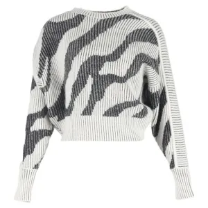 Iro Voryta Ribbed Zebra Print Sweater in Black and White Acrylic