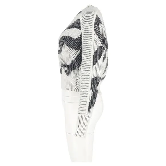 Iro Voryta Ribbed Zebra Print Sweater in Black and White Acrylic