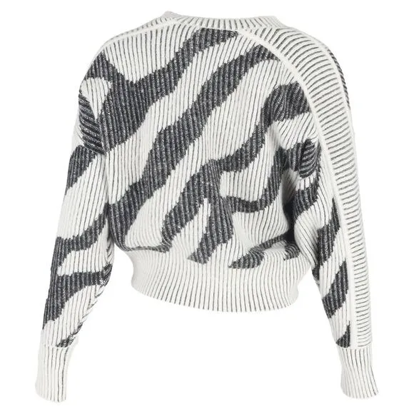 Iro Voryta Ribbed Zebra Print Sweater in Black and White Acrylic