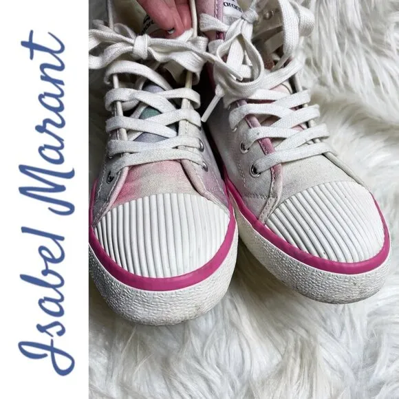 ISABEL MARANT BENKEEN Tie Dye Canvas High Top Sneakers, Size 38