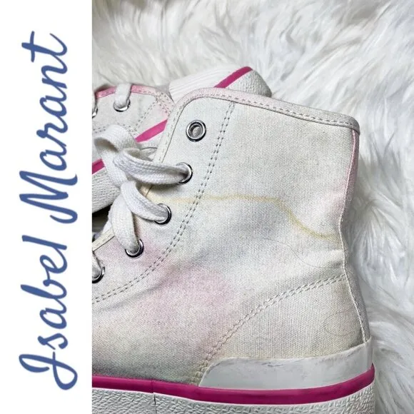 ISABEL MARANT BENKEEN Tie Dye Canvas High Top Sneakers, Size 38
