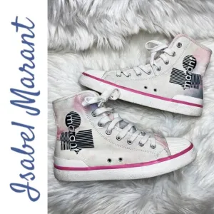 ISABEL MARANT BENKEEN Tie Dye Canvas High Top Sneakers, Size 38