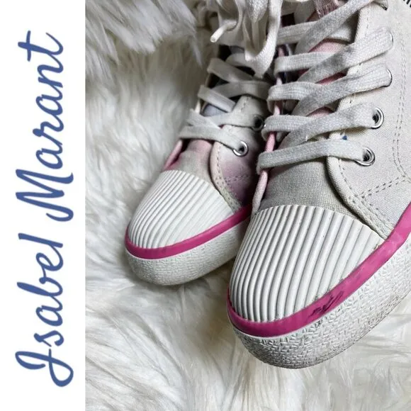 ISABEL MARANT BENKEEN Tie Dye Canvas High Top Sneakers, Size 38