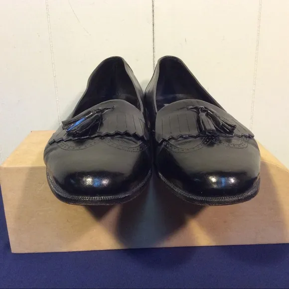 Italian Leather Stanley Blacker Mens Kiltie and Tassel slip on loafers size 10