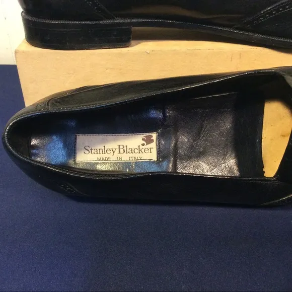 Italian Leather Stanley Blacker Mens Kiltie and Tassel slip on loafers size 10