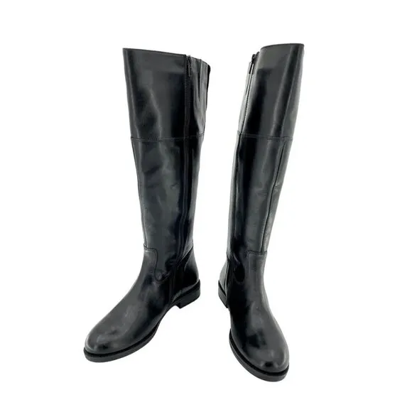 Italian Shoemakers Lara Riding Boots Black Leather Tall Boot SZ 7.5 NEW