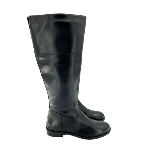 Italian Shoemakers Lara Riding Boots Black Leather Tall Boot SZ 7.5 NEW