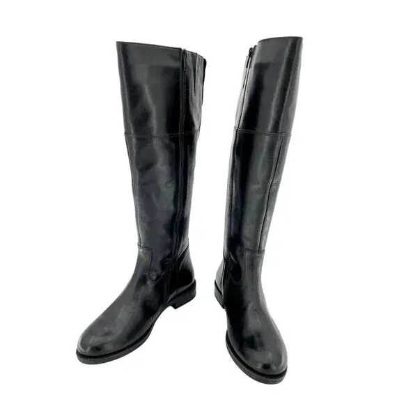 Italian Shoemakers Lara Riding Boots Black Leather Tall Boot SZ 7.5 NEW