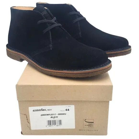 Italy Astorflex Greenflex Desert Men's size 11 Black Suede Chukka Boots 44