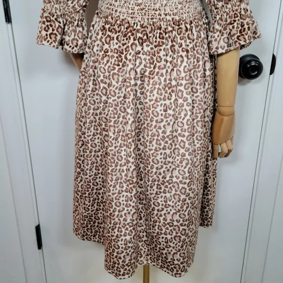Ivy City Co. Leapord Print Smocked Dress Size Small