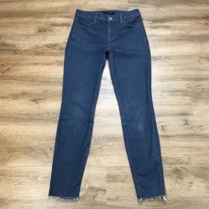 J Brand Jeans Size 26 Super Skinny Leg Stretch Fabric Fray Hem Serpentine Blue