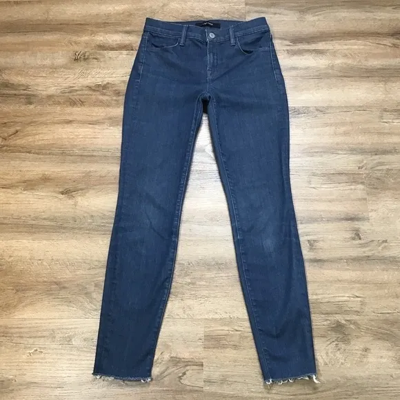 J Brand Jeans Size 26 Super Skinny Leg Stretch Fabric Fray Hem Serpentine Blue