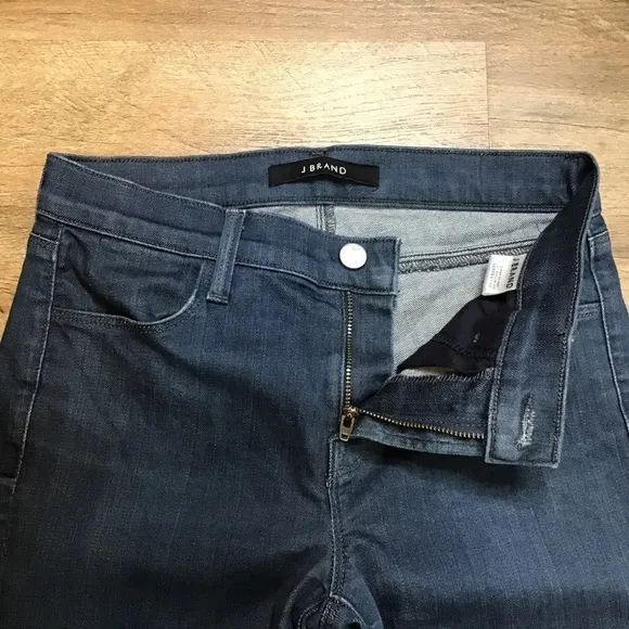 J Brand Jeans Size 26 Super Skinny Leg Stretch Fabric Fray Hem Serpentine Blue