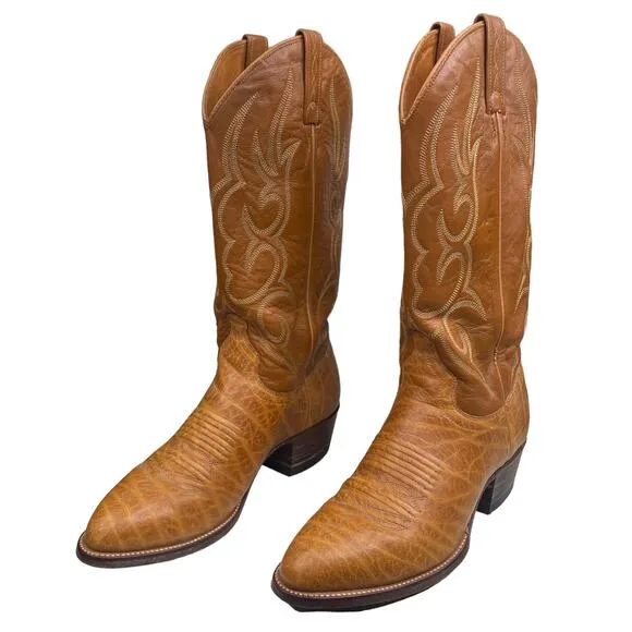 J. Chisholm Mens Brown Leather Western Cowboy Boot Size US 6.5 D