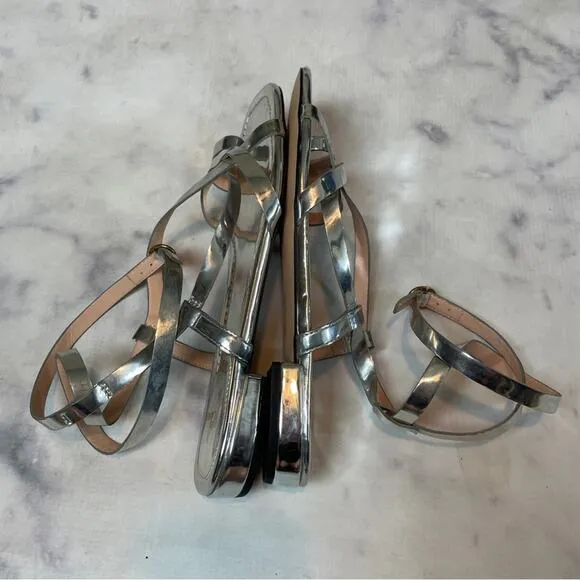 J. Crew Abbie Silver Strappy Sandals NWOB