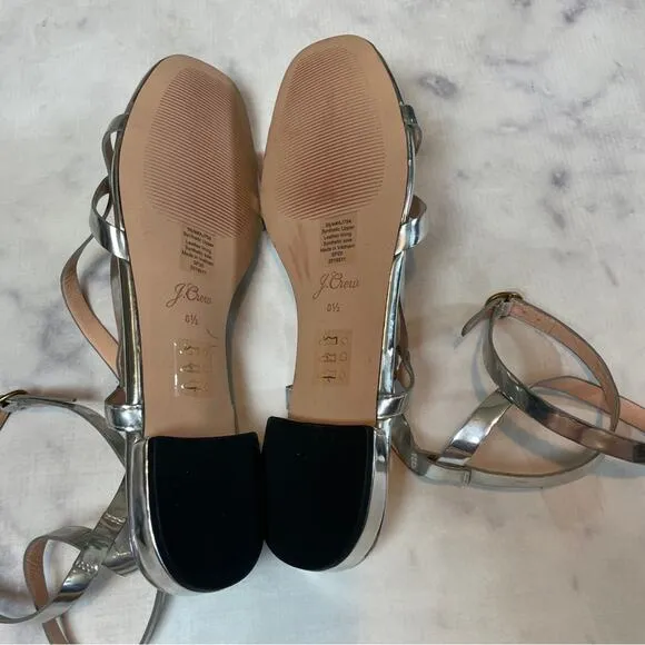 J. Crew Abbie Silver Strappy Sandals NWOB