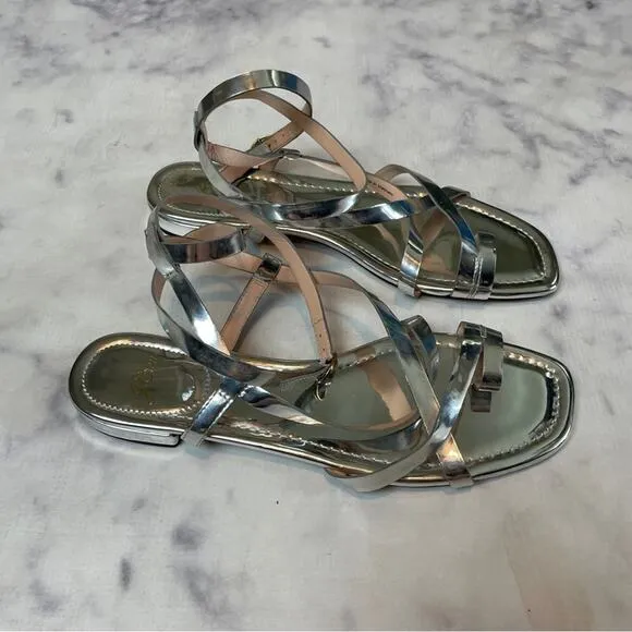J. Crew Abbie Silver Strappy Sandals NWOB