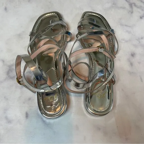 J. Crew Abbie Silver Strappy Sandals NWOB
