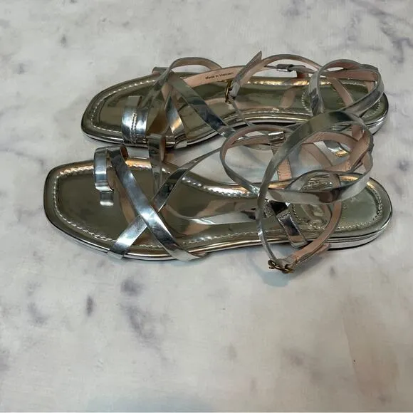 J. Crew Abbie Silver Strappy Sandals NWOB