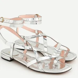 J. Crew Abbie Silver Strappy Sandals NWOB