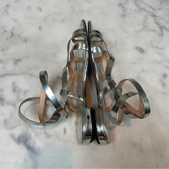 J. Crew Abbie Silver Strappy Sandals NWOB
