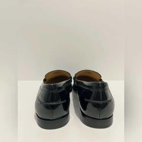 J Crew Factory Black Shiny Loafers with Gold Detail New in Box size 8.5